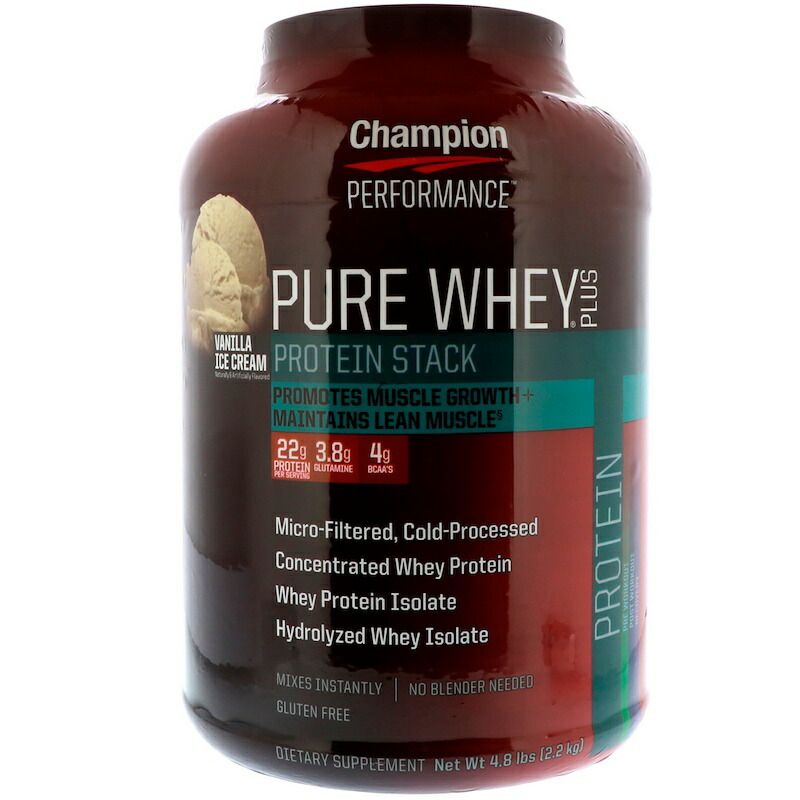 楽天市場 送料無料 チャンピオンパフォーマンス ピュアホエイプラスプロテイン バニラアイスクリーム 2 2kg Champion Performance Pure Whey Plus Protein Vanilla Ice Cream 2 2kg Vitacafe