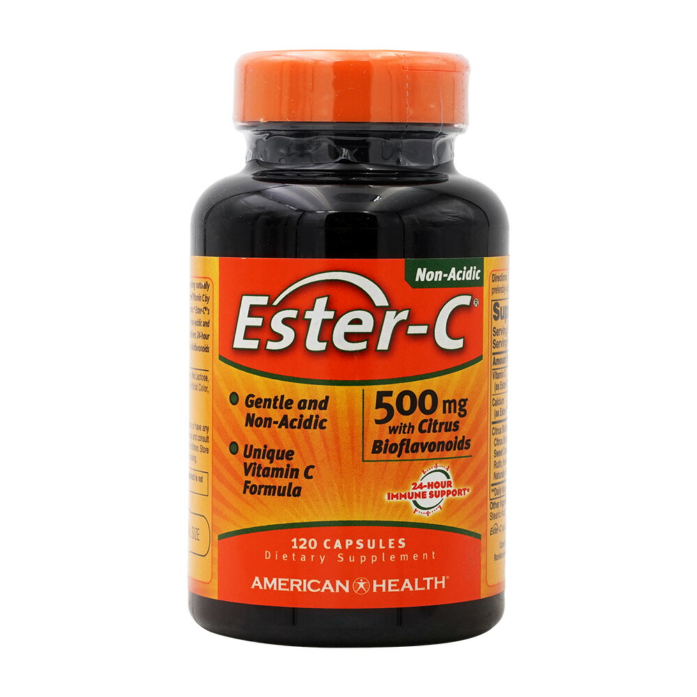 【送料無料】 エスターC 500mg シトラスバイオフラボノイド配合 120粒 カプセル アメリカンヘルス【American Health】Ester-C 500 mg with Citrus Bioflavonoids, 120 Capsules画像