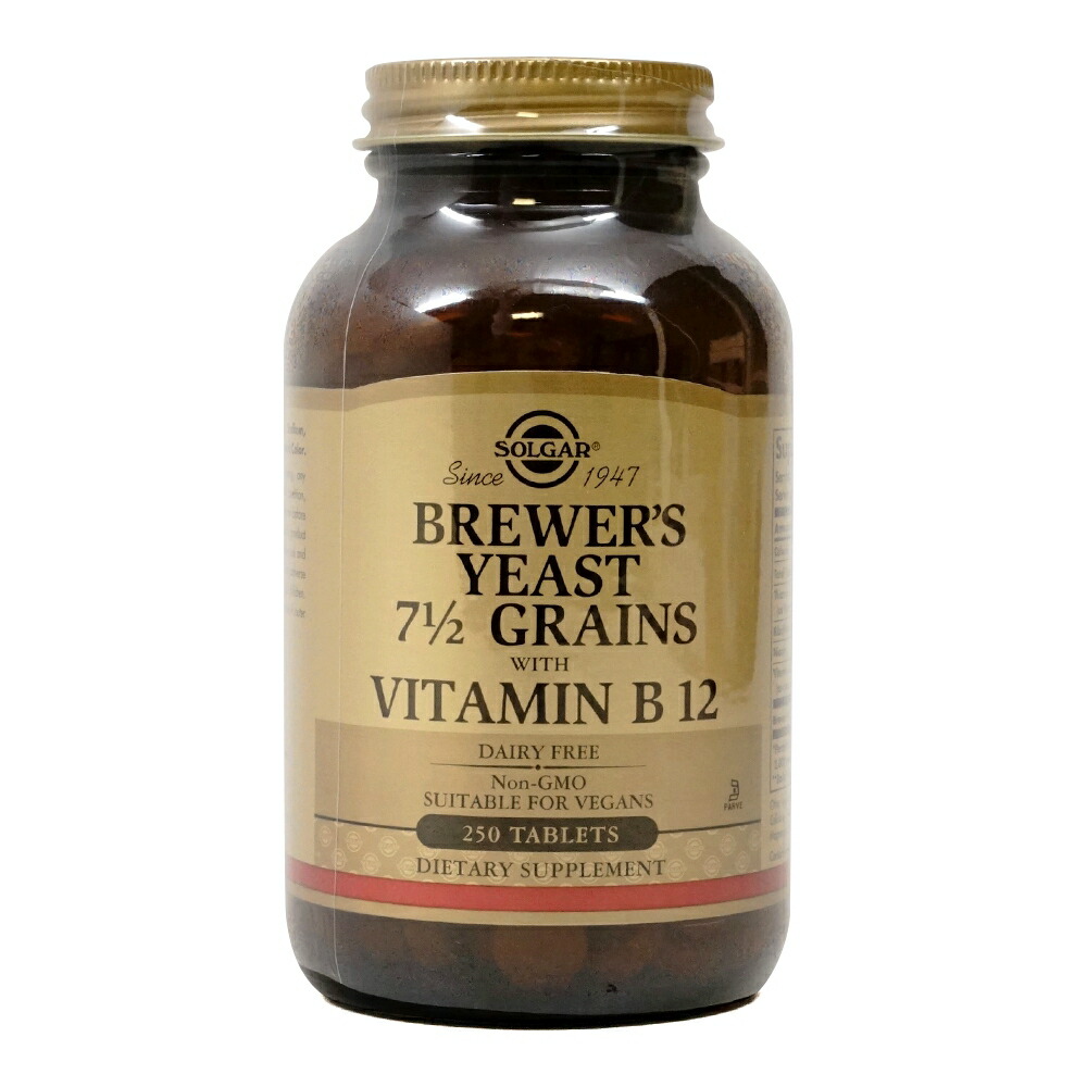 【楽天市場】【送料無料】ブリューワーズイースト ビール酵母 ビタミンB12配合 250粒 タブレット ソルガー【Solgar】Brewer's