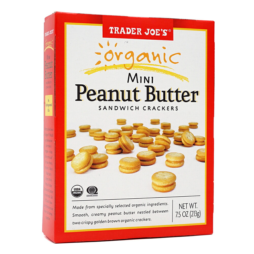 【楽天市場】【送料無料】 オーガニック ミニ ピーナッツバター サンドイッチ クラッカー 213g トレーダージョーズ トレジョ【Trader