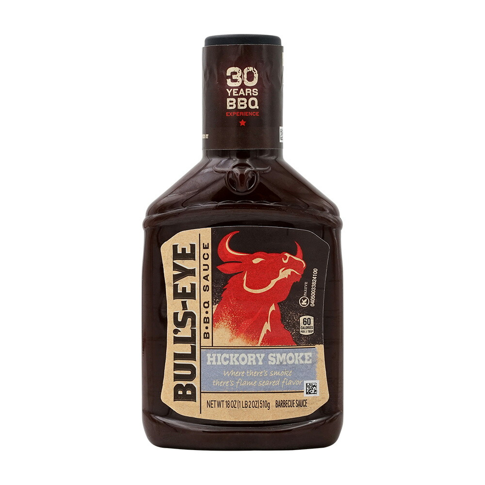【楽天市場】【送料無料】 ヒッコリースモーク バーベキューソース 510g ブルズアイバーベキューソース【Bull'sEye BBQ