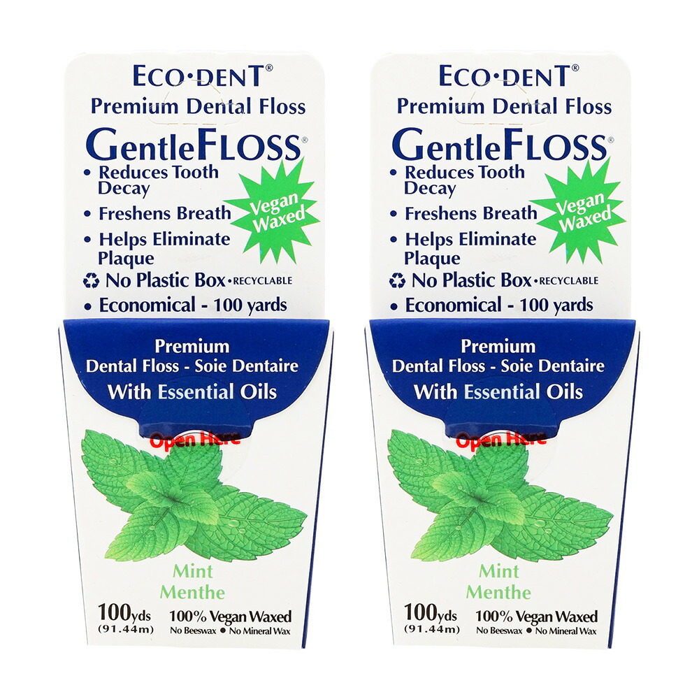 【楽天市場】【送料無料】 2個セット ジェントルフロス プレミアム デンタルフロス ミント 91.44m エコデント【EcoDent