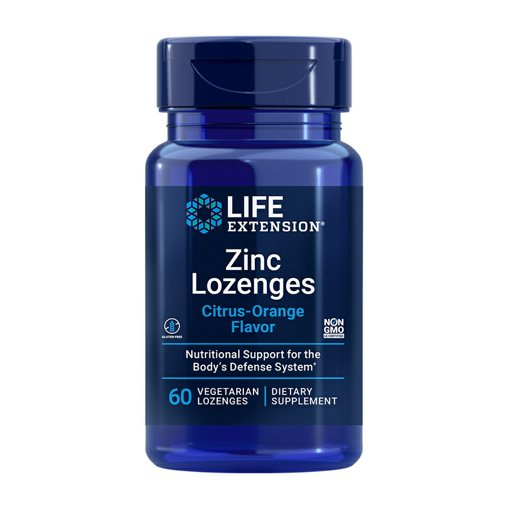 【送料無料】 亜鉛トローチ シトラスオレンジ風味 60粒 ベジトローチ ライフエクステンション ジンク ミネラル【Life Extension】Zinc Lozenges Citrus-Orange Flavor, 60Vegetarian Lozenges画像