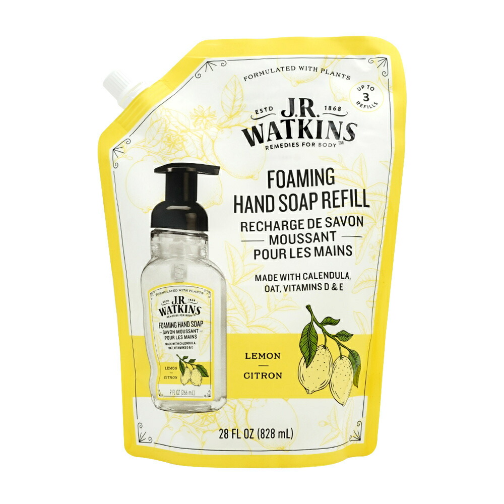 【楽天市場】【送料無料】 泡 フォーミング ハンドソープ 詰め替え パウチ レモン 828ml JRワトキンス 手洗い 石鹸 大容量【J.R