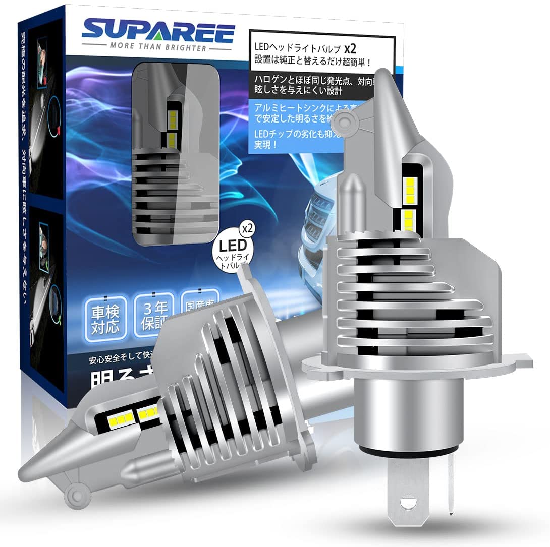 楽天市場 業界初モデル Suparee H4 Led ヘッドライト Hi Lo 新車検対応 車 バイク用 lm 8000lm 2 54w 27w 2 12v 24v車対応 ハイブリッド車 Ev車対応 ノイズ対策済み ホワイト 6500k Ledバルブ 2個入 3年保証 ｓｕｐａｒｅｅ