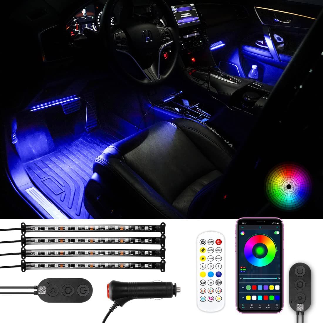 LED テープ シガーソケット ライト 車内 アクセサリー イルミネーション 車