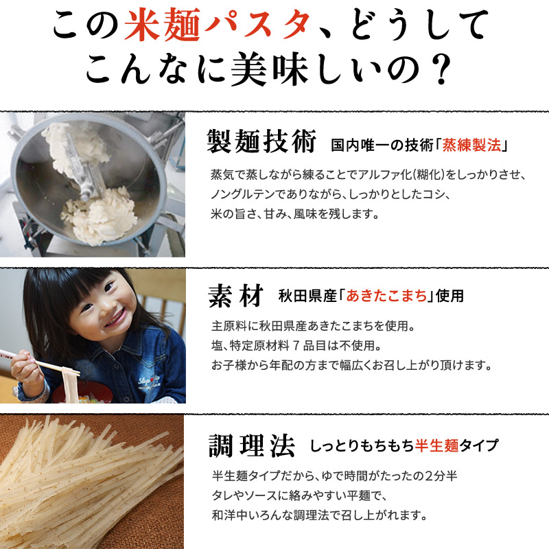 お米のパスタこまち麺パスタ