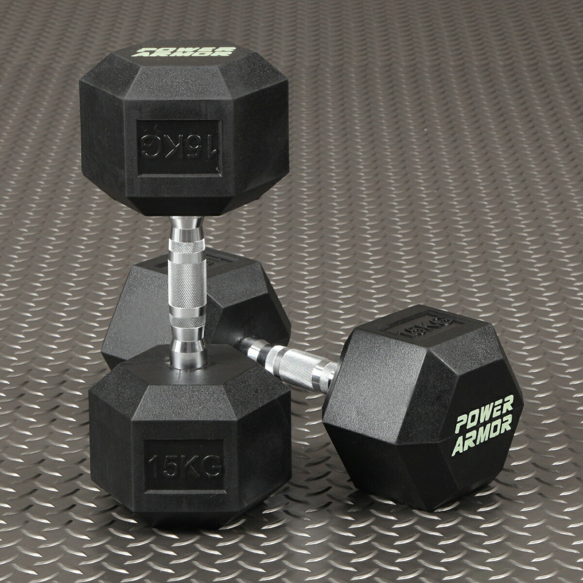 楽天市場】POWER ARMOR(パワーアーマー)ラバーHEXダンベル15KG(1本