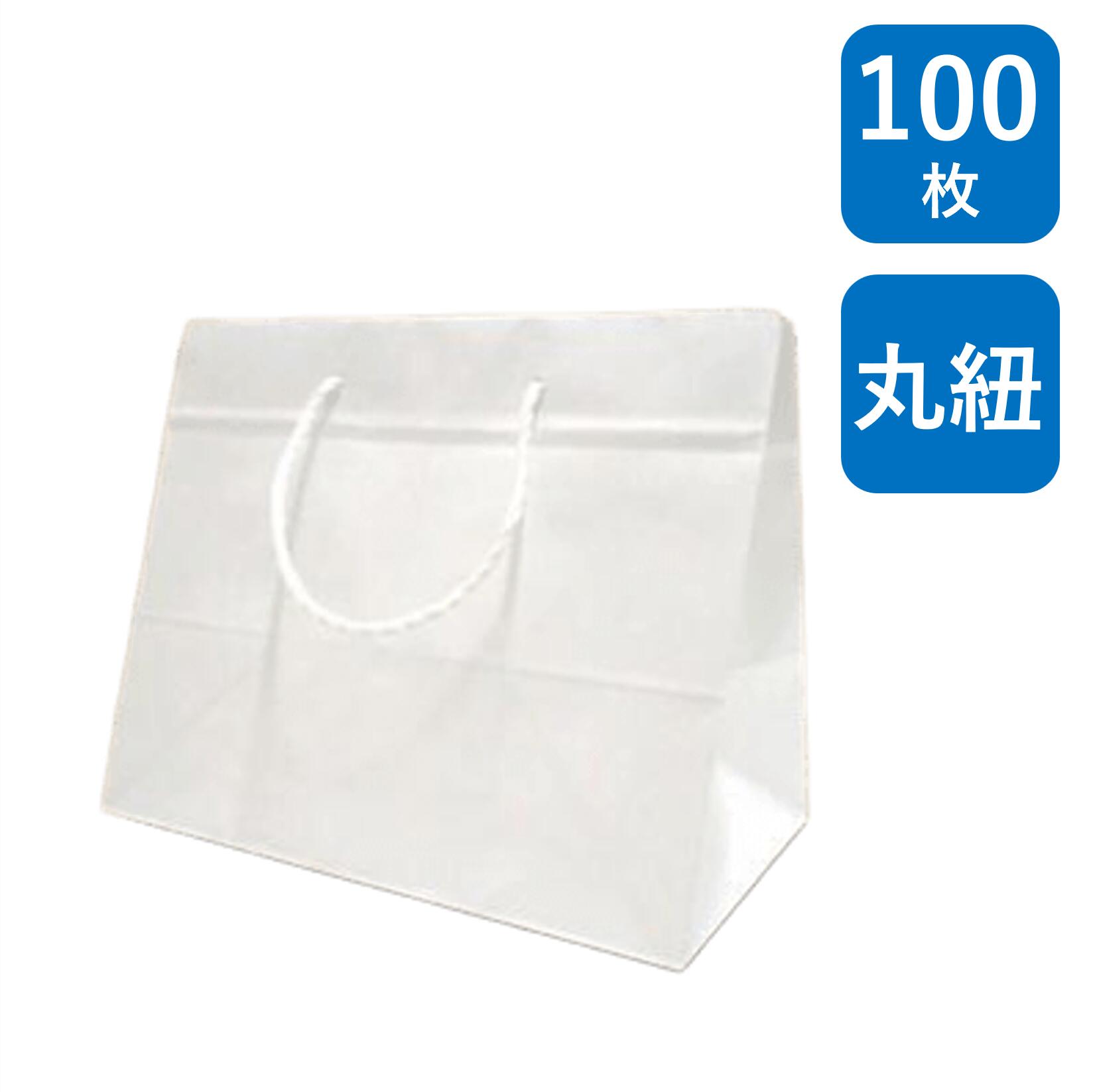 楽天市場】手提げ紙袋 フラット L-37 白 無地 100枚梱包 晒 幅370×マチ