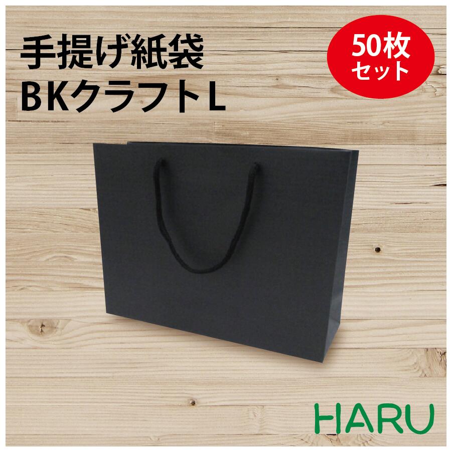 【楽天市場】手提げ紙袋 BKクラフトLL (BK-450) 黒 50枚 黒色