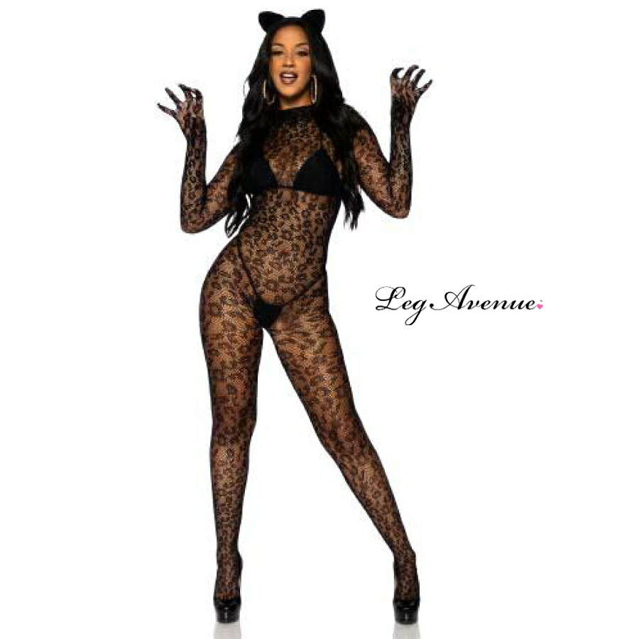 ハロウィン コスプレ 衣装 LEG AVENUE レッグアベニュー ボディタイツ LA89891 レオパード 正規品 ひょう ヒョウ 豹 網 あみ ネット コスチューム 衣裳 ランジェリー 下着 ダンスウェア かわいい セクシー ダンス 舞台 ステージ ショー クラブ イベント パーティー