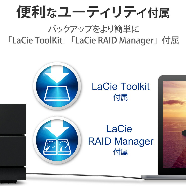 ラシー STHJ8000800 LaCie 2big RAID USB-C 8TB(STHJ8000800) 外付け