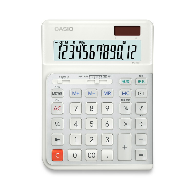 CASIO 人間工学電卓 12桁 デスクサイズ DE-12D ホワイト|スーパーDEALSHOP