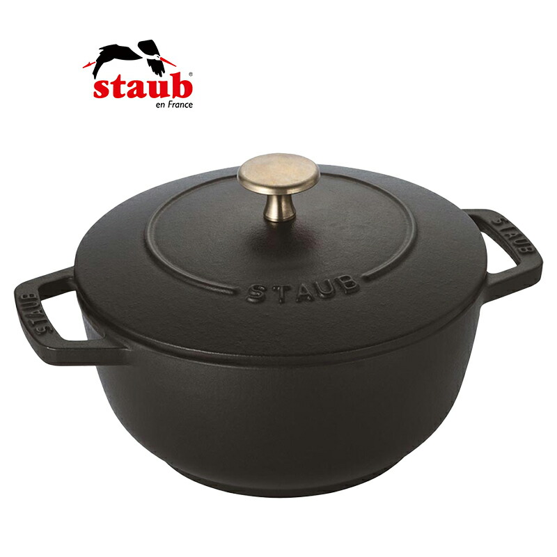 ストウブ STAUB Wa-NABE Mサイズ 18cm ブラック IH対応 両手鍋 鋳物 40501-005【国内正規品】画像