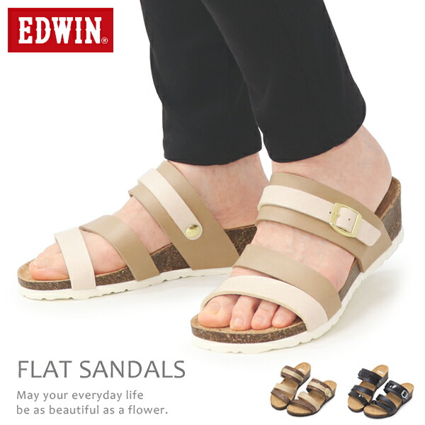 楽天市場】EDWIN サンダル レディース ビルケン風 フットベット