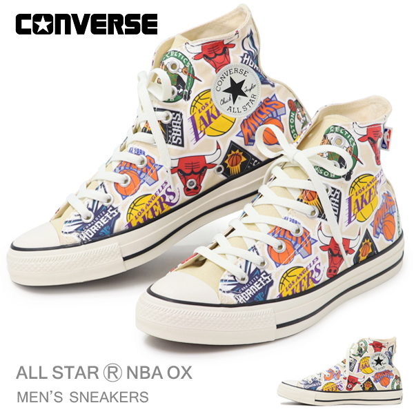 コンバース NBA メンズ スニーカー ハイカット オールスター シカゴ・ブルズ ロサンゼルス・レイカーズ ボストン・セルティックス ニューヨーク・ニックス フェニックス・サンズ シャーロット・ホーネッツ 靴 CONVERSE ALL STAR (R) NBA HI画像