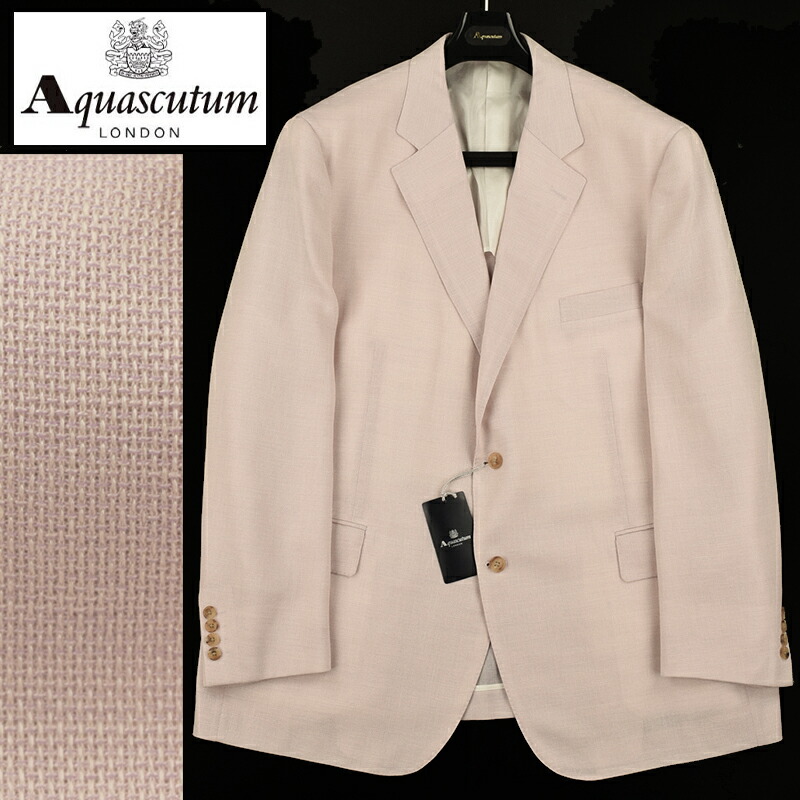 ◆Aquascutum アクアスキュータム◆【70％OFF】春夏モデル 定価 110,000円 日本製 シルク・リネン混ジャケット ピンク系 (4Lサイズ) (大きいサイズ・キングサイズ・ビッグサイズ)メンズジャケット
