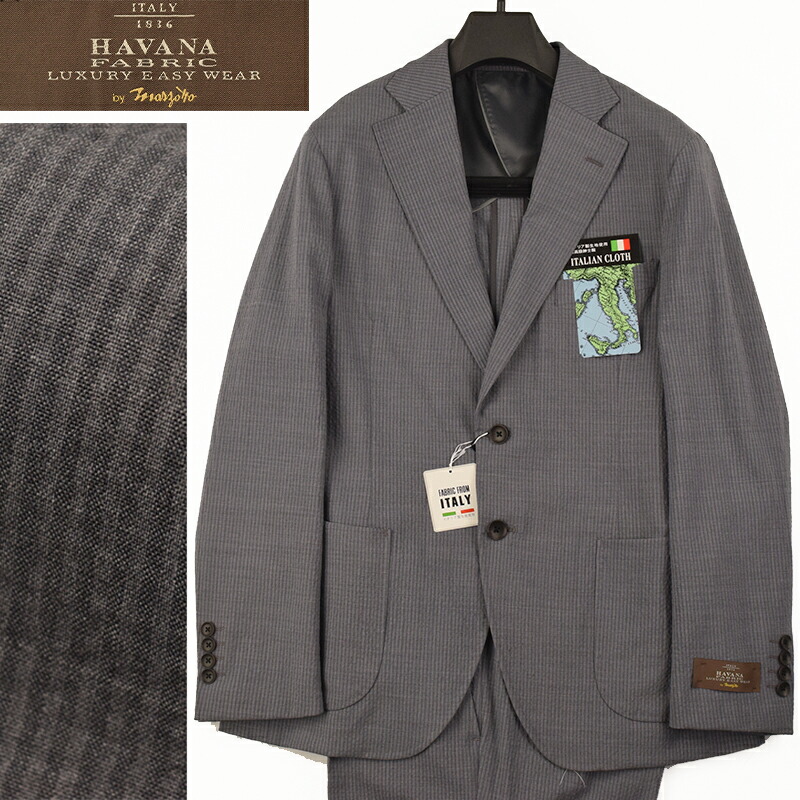 ◆Marzotto マルゾット イタリア製出どころ◆春夏青写真【HAVANA】影ぼうし縞模様 シアサッカースーツ 薄墨色(A5・A6・A7・A8/AB5・AB6・AB7大きさ)メンズ背広 商行為背広