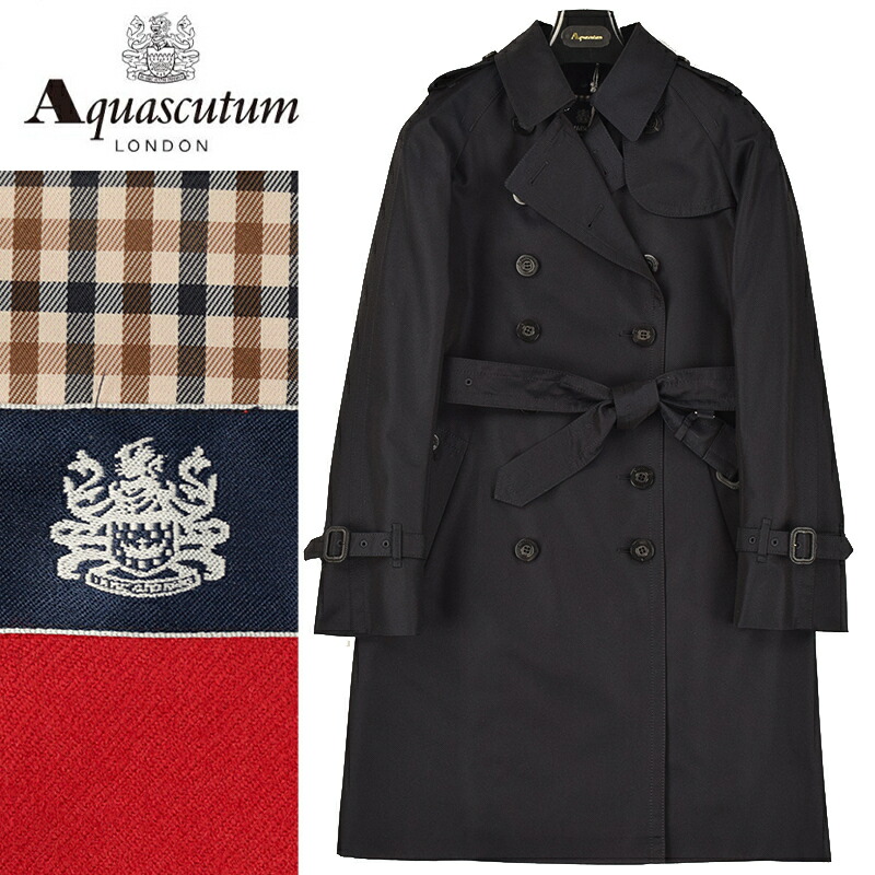 楽天市場】◇Aquascutum アクアスキュータム◇定価143,000円 日本製 取外ライナー付き ベーシック ダブル トレンチコート  濃紺(ショート丈)(サイズ4・6) レディースコート : スーペリア