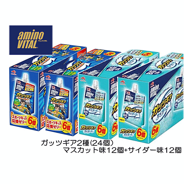 ガッツギア 2種(24個セット) マスカット ×12個＋サイダー味×12個 アミノバイタルゼリー ゼリー飲料 エネルギー補給 栄養補給 まとめ買い 子供 子ども スポーツ 部活 運動 差し入れ カルシウム アミノ酸 味の素 イナズマイレブンコラボパッケージ 送料無料 ☆7【3167】画像