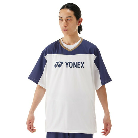 ヨネックス（YONEX）（メンズ、レディース）テニスウェア ユニ半袖Vブレーカー 30114Y-011