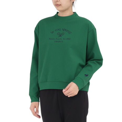 ルコックスポルティフ（lecoqsportif）（レディース）テニスウェア LCSプリュームリブクロス クルーネック スウェット LT4FSW41L GR00