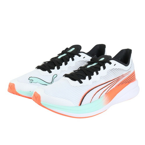 プーマ（PUMA）（メンズ、レディース）ランニングシューズ トレーニングシューズ 部活 リディーム プロ レーサー ホワイト オレンジ 37944219 スニーカー
