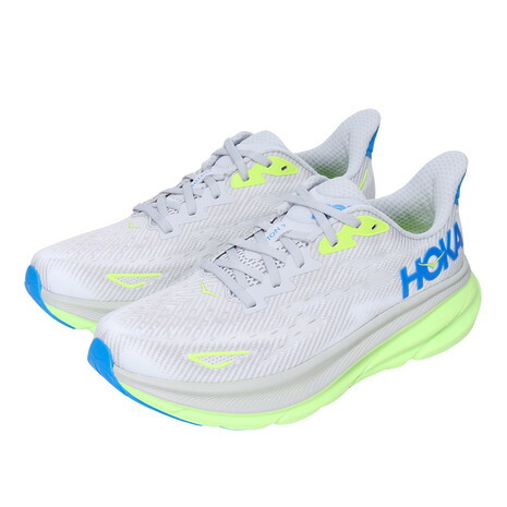 ホカ（HOKA）（メンズ）ランニングシューズ クリフトン9 ミディアムグレー フラッシュイエロー 1127895-STLC スニーカー ジョグ ウォーキング
