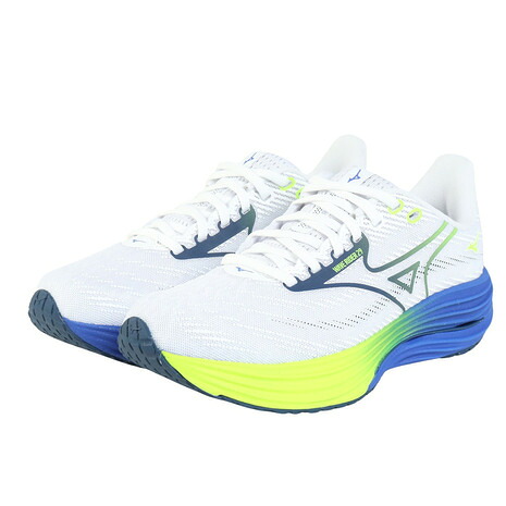 ミズノ（MIZUNO）（メンズ）ランニングシューズ ジョギングシューズ ウエーブライダー 29 ホワイト ブルー J1GC250353 部活 スポーツシューズ｜SuperSportsXEBIO支店