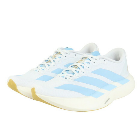 アディダス（adidas）（レディース）ランニングシューズ トレーニングシューズ 部活 アディゼロ EVO SL ウーブン ホワイト ブルー OPU30-JQ4526 スポーツ シューズ