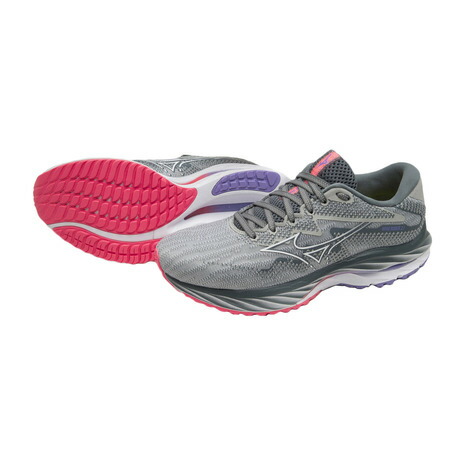 ミズノ（MIZUNO）（レディース）ランニングシューズ ウェーブ ライダー 27 グレー J1GD230321 スニーカー ジョギング クッション性 安定性 反発性