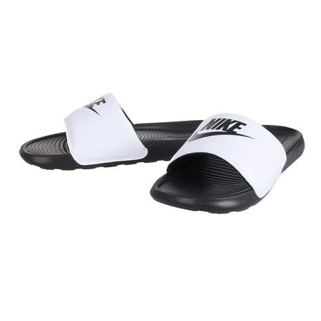 Nike (NIKE) (Men's) Sandals Victory One Slide White Black CN9675-005 Shower Sandals Pool Beach Town