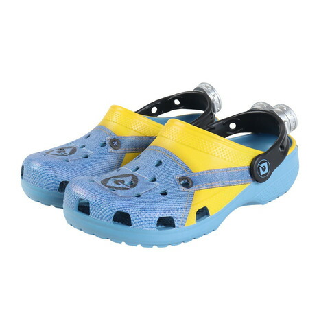 クロックス（crocs）（キッズ）ジュニアサンダル ミニオン×クロックスクラシッククロッグ ブルー イエロー 209489-001 シャワーサンダル