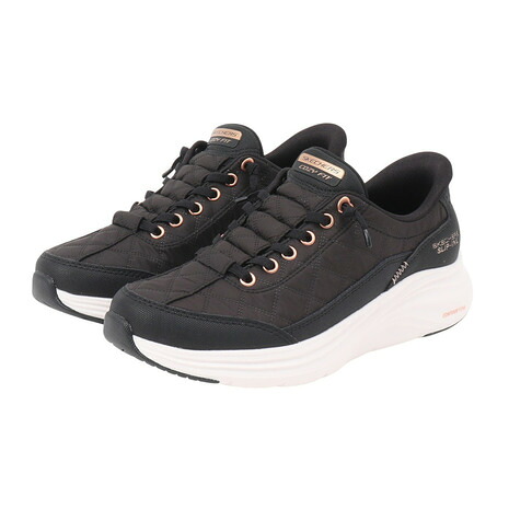 スケッチャーズ（SKECHERS）（レディース）カジュアルシューズ スリップインズ コンツアーフォーム コージーフィット ゴールデン アワー ブラック ゴールド 150413-BKRG｜SuperSportsXEBIO支店
