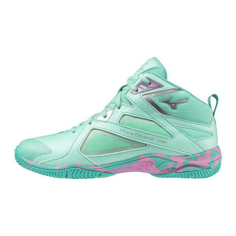 ミズノ（MIZUNO）（メンズ、レディース）スタジオシューズ ウエーブダイバース LG 5 Ltd グリーン ピンク 31GF257511 スニーカー｜SuperSportsXEBIO支店
