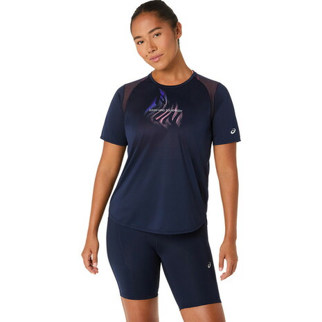 【ポイント10倍！要エントリー★4/7 00:00-4/10 01:59まで】アシックス（ASICS）（レディース）ROAD ランニンググラフィック半袖シャツ 2012D375.400