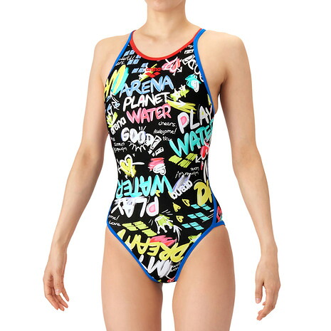 アリーナ（ARENA）（レディース）競泳水着 水泳 タフスーツ トレーニングワンピース オープンバック AS6SWM30L BKWH