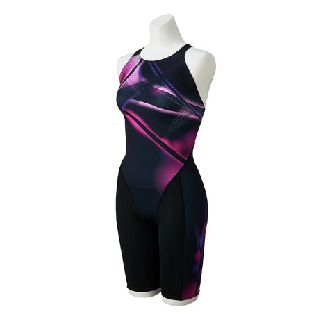ミズノ（MIZUNO）（レディース）競泳水着 レディース 水泳 ST Graphic 競泳用ハーフスーツ マスターズバック WA承認 黒&times;ピンク S-LLサイズ N2MGD24196｜SuperSportsXEBIO支店