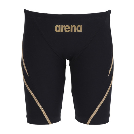アリーナ（ARENA）（キッズ）水着 スクール水着 ジュニア 男子 水泳 ECOタフ トレーニングスパッツ ハーフレッグ ブラック×ゴールド AS5SWM00B BKGD
