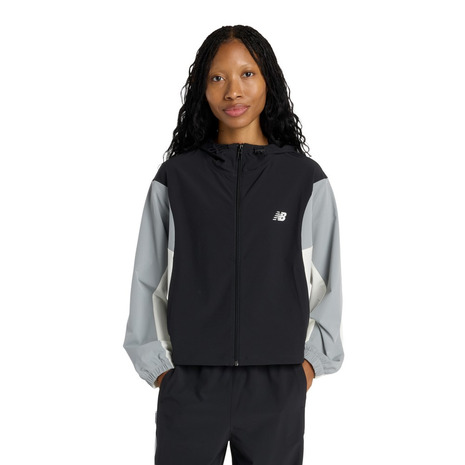 ニューバランス（new balance）（レディース）ウーブンフーデッドジャケット WJ61M2MGBK