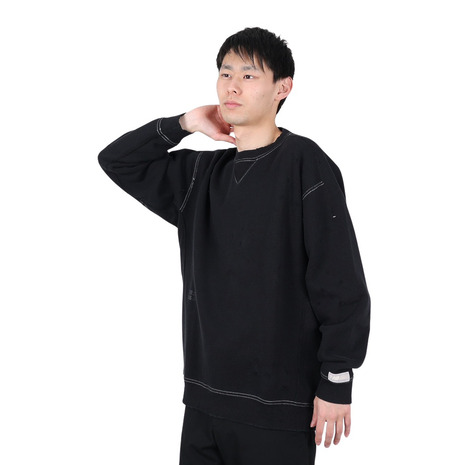 ニューバランス（new balance）（メンズ）トレーナー メンズ 1000 ダメージ加工 スウェットクルーネック AMT35146BK