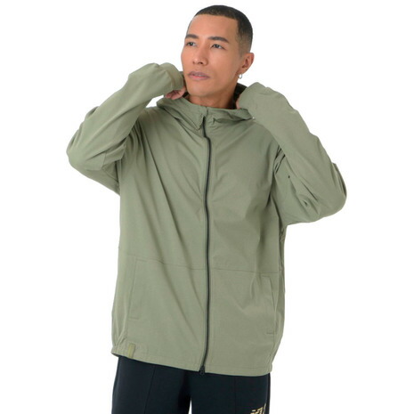 【ポイント10倍！要エントリー★4/7 00:00-4/10 01:59まで】ニューバランス（new balance）（メンズ）パーカー MT1996 フルジップ フーディ AMJ45012 DEK カーキ 吸汗速乾 4wayストレッチ UPF40+