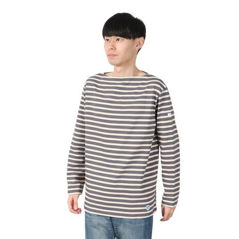 オーシバル（ORCIVAL）（メンズ、レディース）Cotton Lourd Basque ボーダー 長袖シャツ B211 SMOKExWHEAT