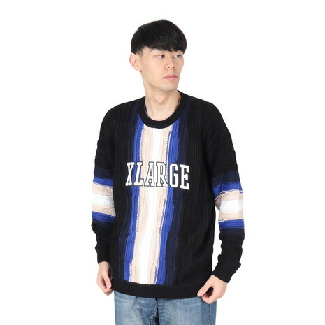 エクストララージ(XLARGE)(メンズ)3D クルーネック ニット セーター 101243015003-BLACK|SuperSportsXEBIO支店