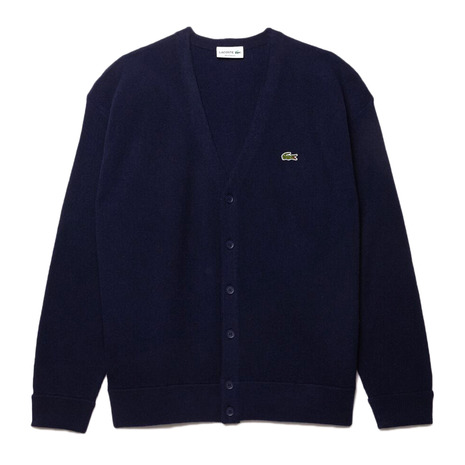 ラコステ(LACOSTE)(メンズ)ガーター編みVネックカーディガン AH0397-99166|SuperSportsXEBIO支店