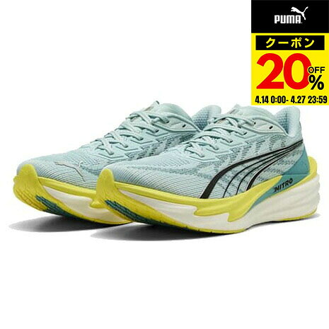 【20％OFFクーポン対象！4/27まで】プーマ（PUMA）（メンズ）ランニングシューズ ジョギングシューズ ディヴィエイト ニトロ 4 ブルー イエロー 31212308 スポーツ シューズ