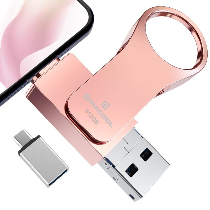 512GB USBメモリー【業界革新版 専用アプリ不要】 4in1phone対応usbメモリフラッシュドライブ 大容量 高速USB 3.0 フラッシュメモリIOS/Android/PC/Macbook/対応 phone用usbメモリアイフォン バックアッ