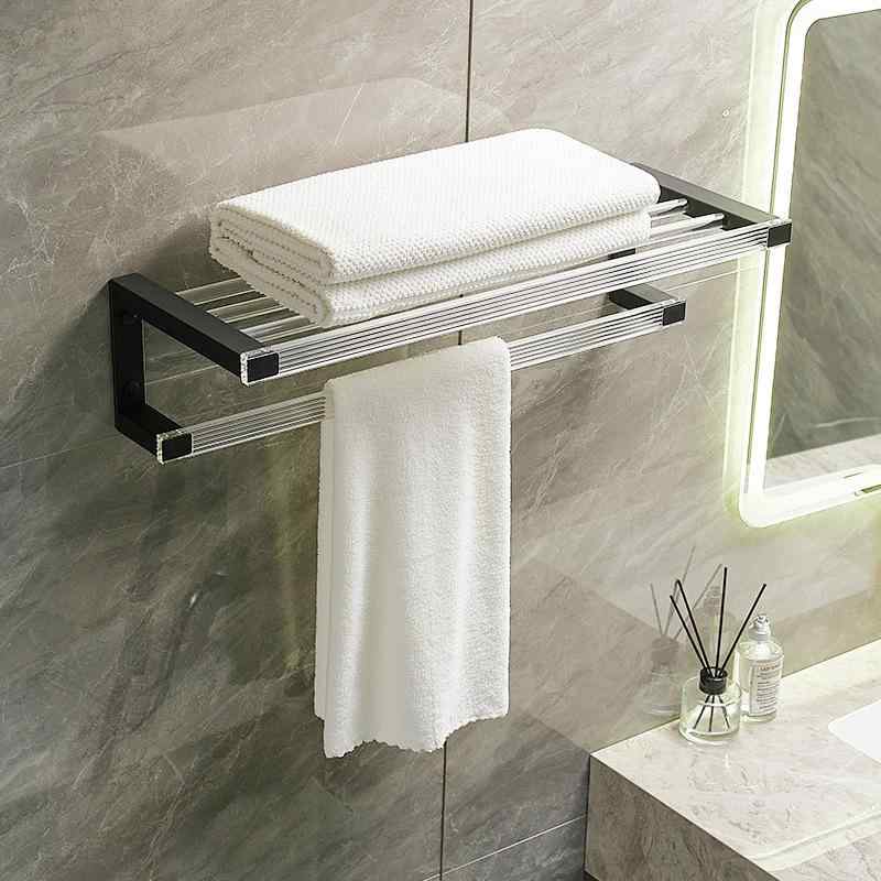 風呂場 毛巾架 二階建てバス西洋手ぬぐい架 トイレタリー 納める グッズ アクリル樹脂製 免打孔 飾りつけ 金色 黒 単層 双層 ３角形 馬桶毛はらい 紙巾架 軽さ 高耐荷重 衛浴 掛具 書き割り