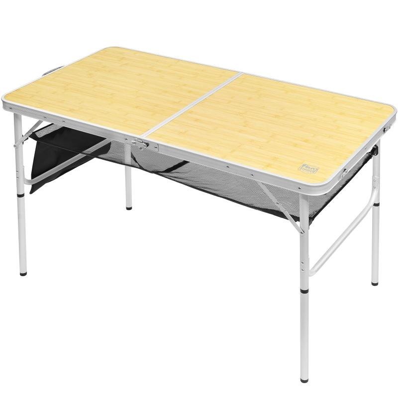 TIMBER RIDGE テーブル アウトドア 折りたたみテーブル 高さ2段階調整可能 120X60cm キャンプ用 ピクニック レジャー アルミ製 ファミリーサイズ (木色)JP-TA