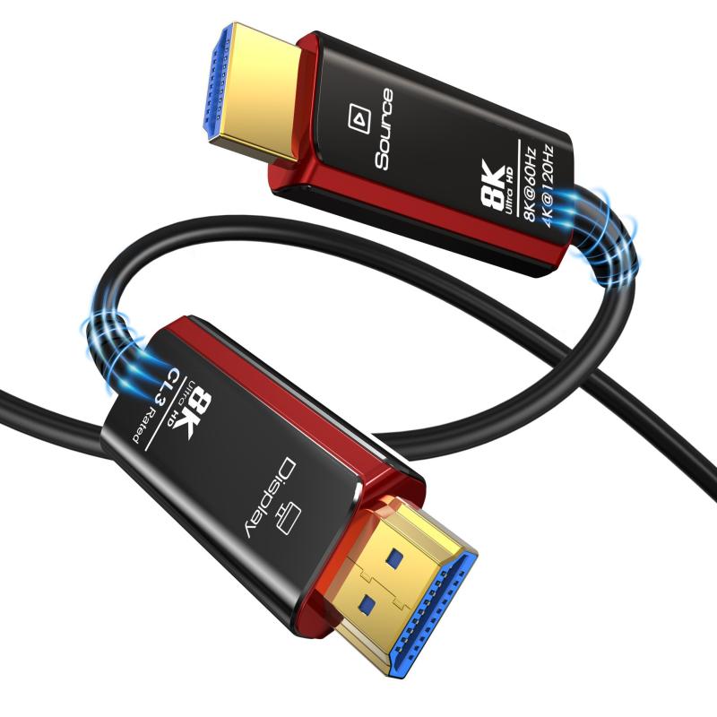HDMI グラスファイバー有線テレビ 8K 2.1  防火 CL3 標準尺度 高清 映像繋ぎ合わせる 線 刃針 HDMI 刃針 HDMI 光伝わらす 長距離 1-100m  電腦 境界線の外側備品用 繋ぎ合わせる線 ?金 端子  伝わらす線材 労働者階級用 映像媒体繋ぎ合わせる